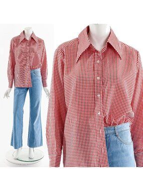 Red Gingham Blouse 90s